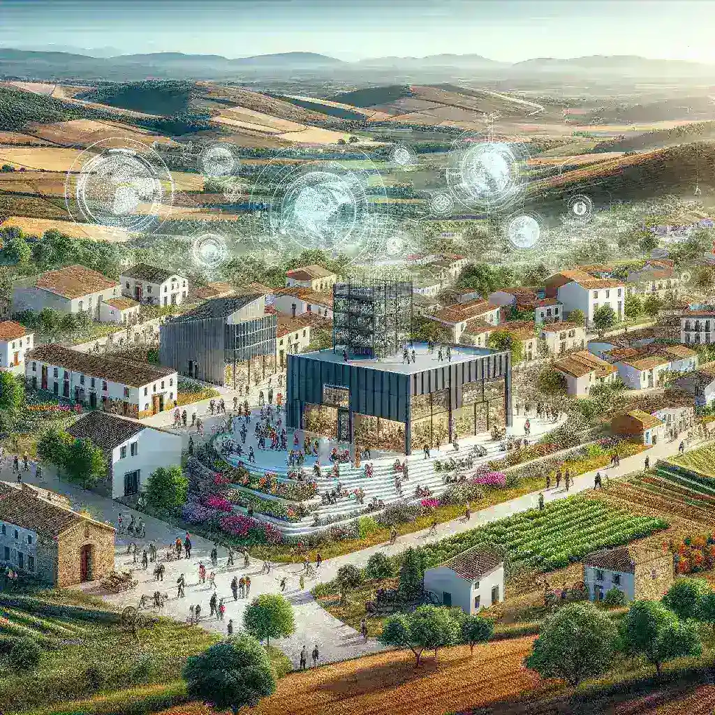 "Imagen que ilustra la conexión entre talento español y clústeres internacionales en nuevos hubs tecnológicos rurales, destacando la innovación y el desarrollo económico en el entorno rural de España."